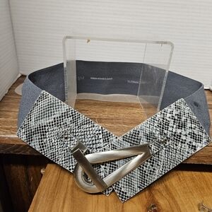 Vintage Rudsak Gray Leather and Elastic Stretch Ladies Belt, Size S/M